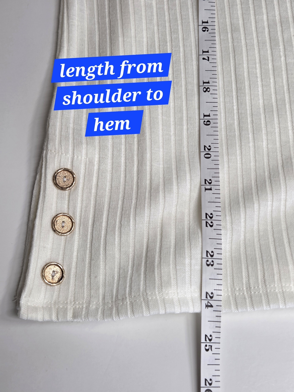 Alfred Dunner Cream Ribbed 3/4-Sleeve Top with Side Buttons - Picture 4 of 9